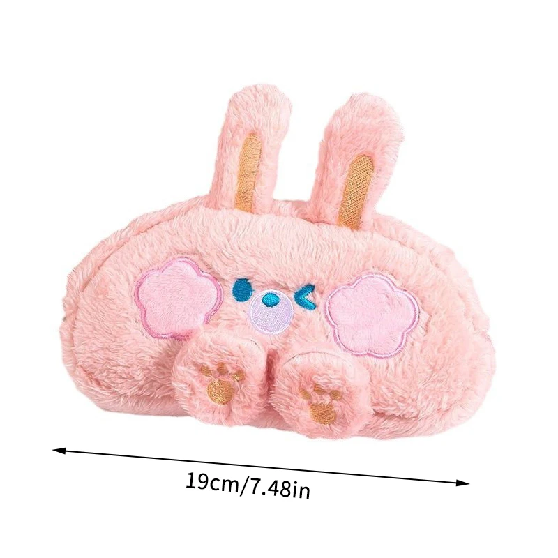 Cartoon Bear Plush Pencil Case Large Capacity Rabbit Animals Pen Bag Stationery Organizer Makeup Bag Desktop Storage