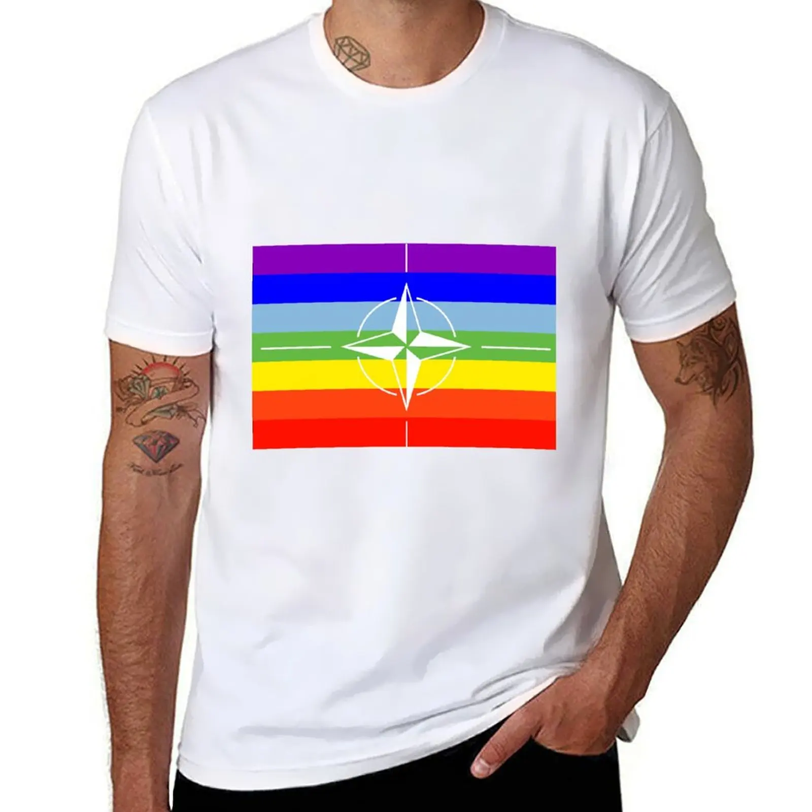 

NATO Real Peace T-Shirt basketball graphic tees blue lock tops boys whites funny t shirts for men