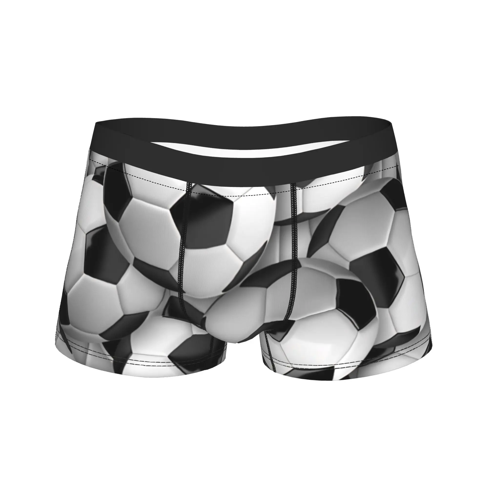 3D Soccer Balls Overlay Background Underwear  Male Shorts Briefs Funny Boxershorts High Quality Pattern Oversize Underpants