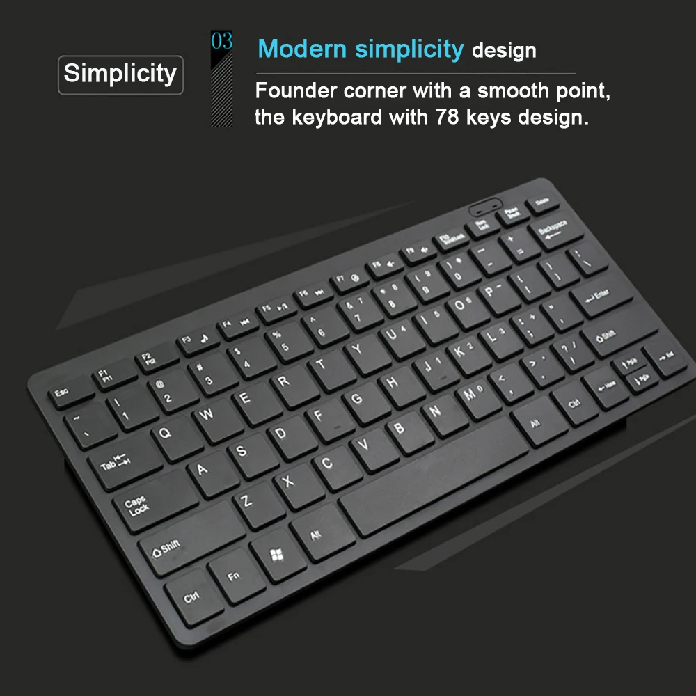 Ultra-Thin Wired Keyboard USB 2.0 Mini Multimedia 78 Keys PC Laptop Gaming Keyboard with Spanish Arabic Russian Hebrew Sticker