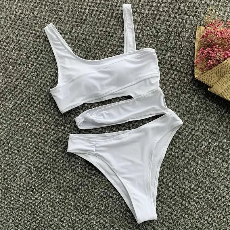 Sexy White One Piece Swimsuit Women Cut Out Swimwear Push Up Bathing Suits Beach Wear Swimming Suit For Women