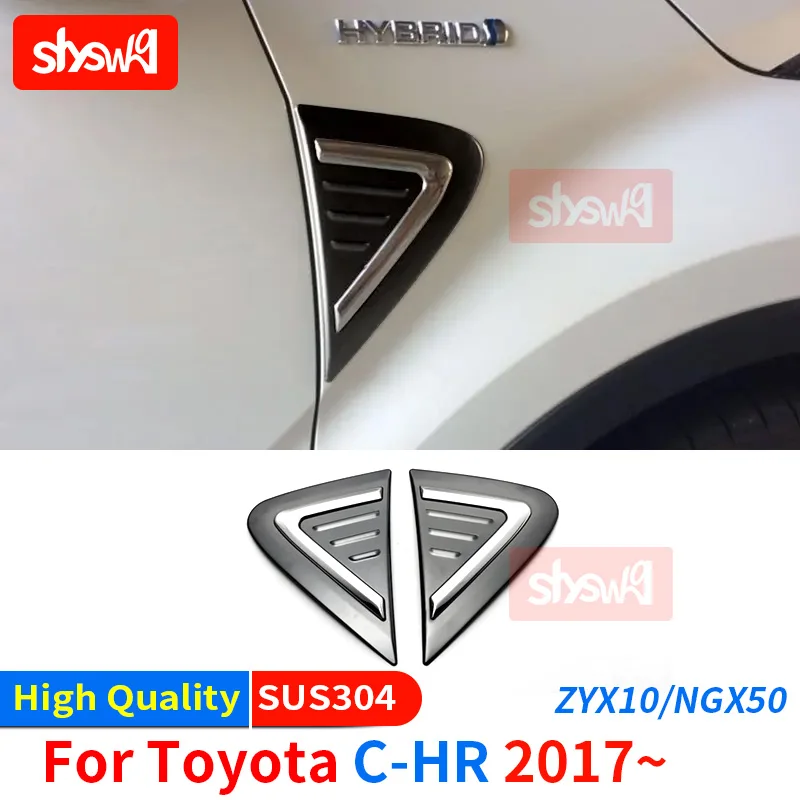 

2PCS Fender Blade Side Shark Gills Vent Trim Cover Sticker For TOYOTA C-HR ZYX10 NGX50 2017 High Quality Car Styling Accessories