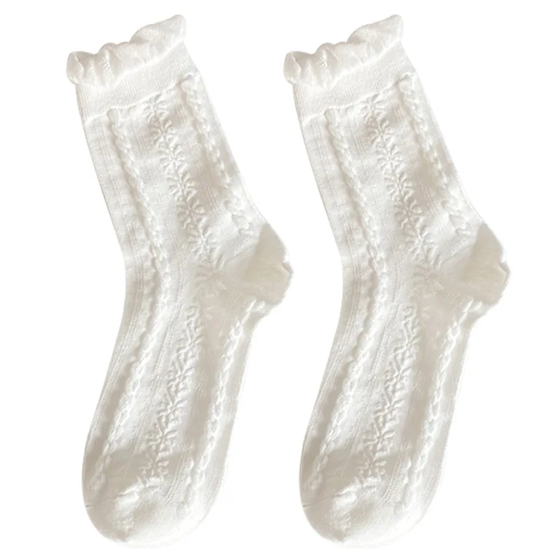 Chaussettes blanches style Lolita pour femme, style écolière, Mary Jane, été