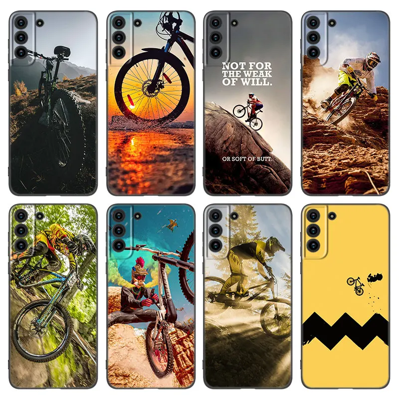 Amazing Mountain Bike Bicycle Phone Case For Samsung Galaxy S20 S21 FE S22 Ultra S10 Lite S10E S9 S8 Plus S7 Edge Black Cover