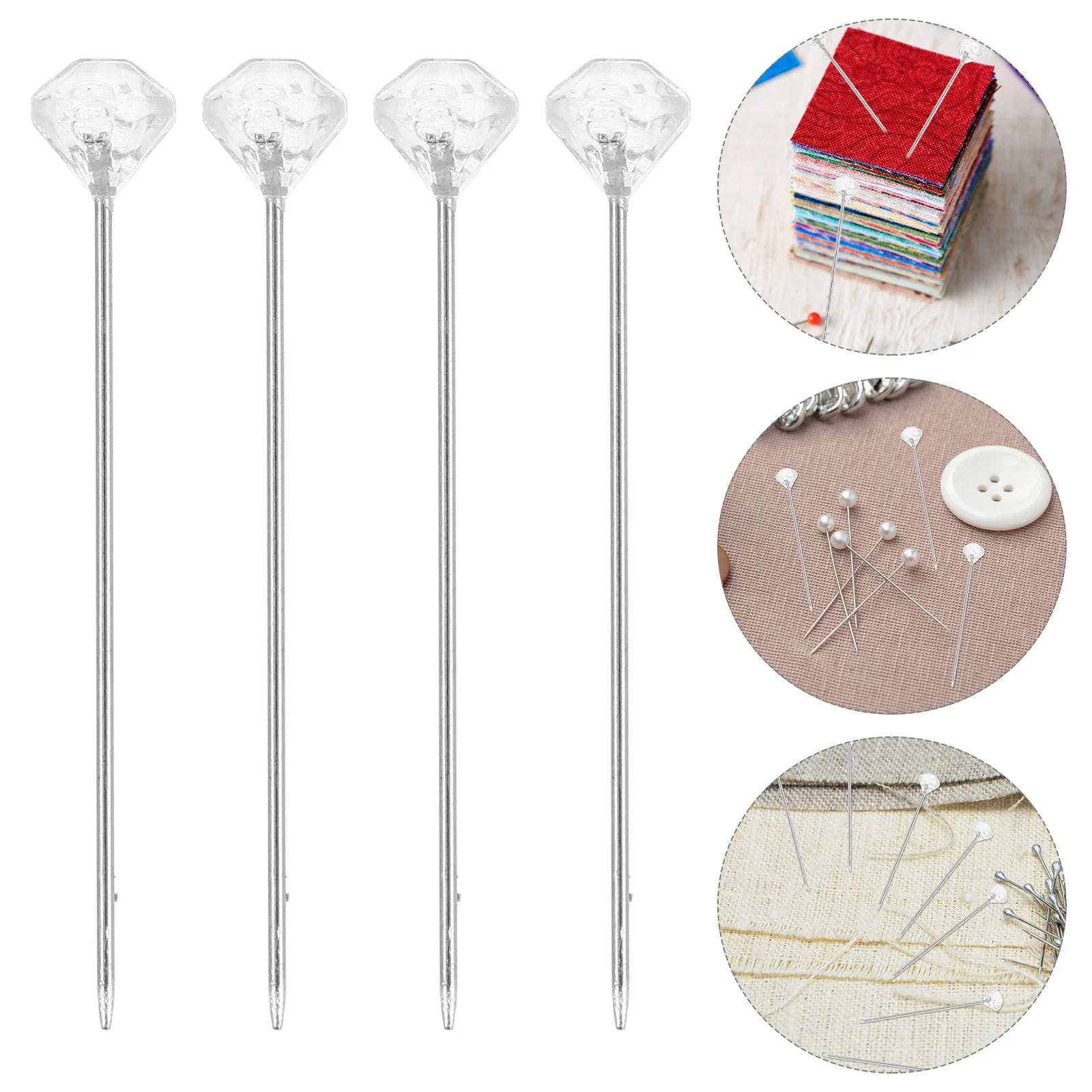 

200Pcs Diamond Positioning Pins Pearlescent Head Sewing Quilting Fabric Fixation Straight Pins for Dressmaking Embroidery Crafts