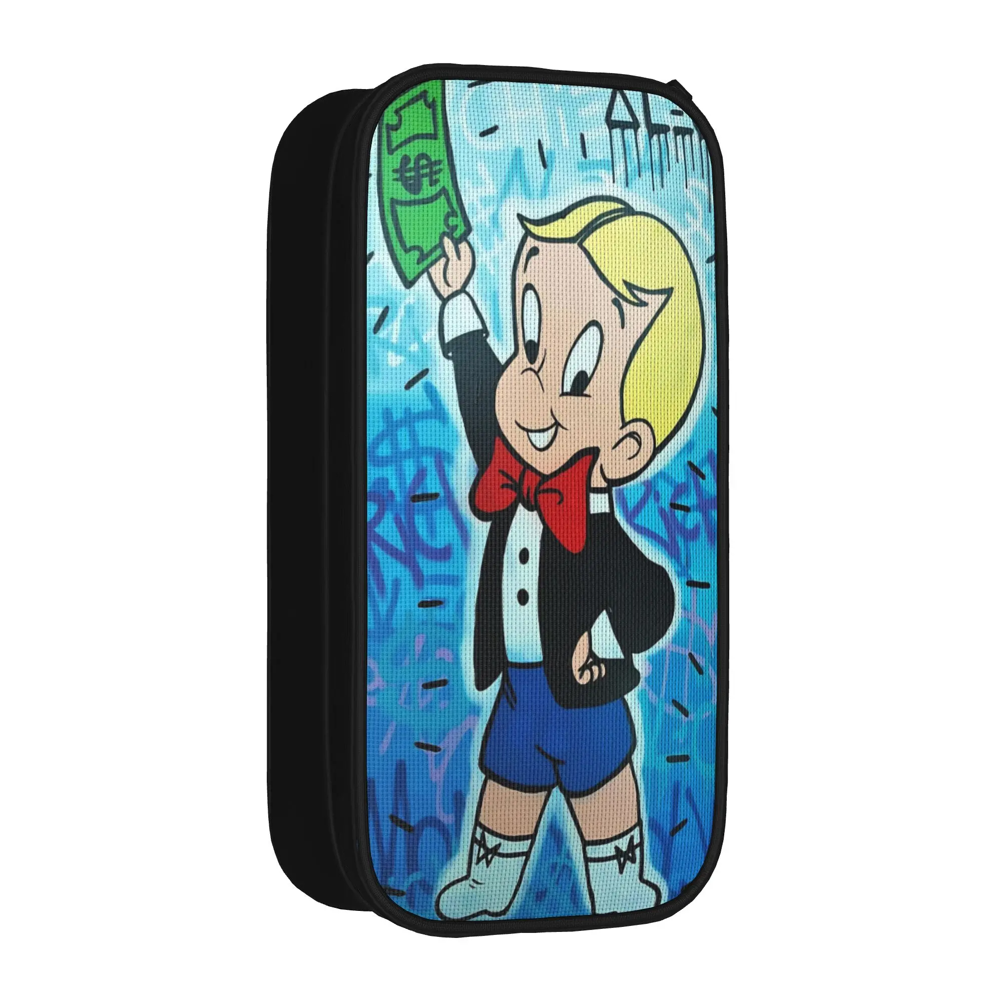 Alec Monopolys Pencil Case Creative   Pen Holder Bags Girls Boys Big Capacity Students School Zipper Pencil Pouch