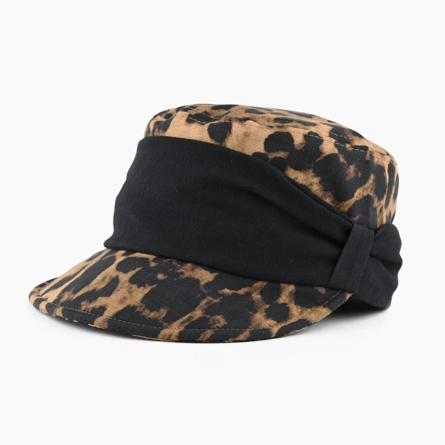 Women's Leopard-Print Flat-Top Hat: New Summer Style, Versatile Sun Hat, Fashionable Equestrian Hat, Trendy Newsboy Cap