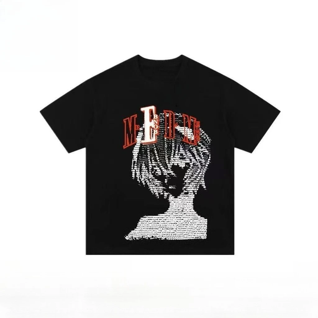 

2025 Summer New Fashion MEDMxEVA Cotton Retro Short Sleeved T-shirt Female Street Wear T-shirt Printed T-Shirt