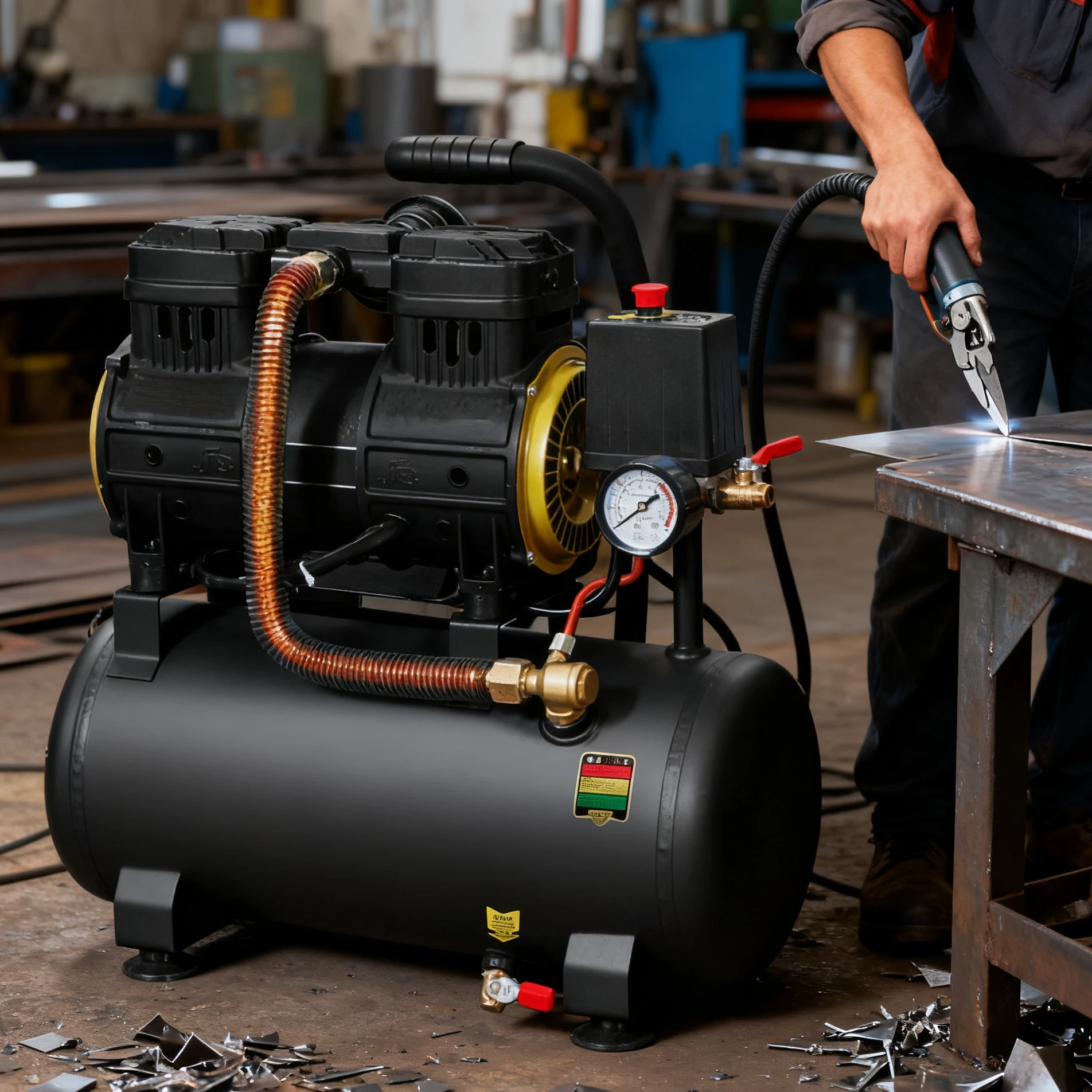 Kompresor Udara Profesional 2.8KW Dapat Disesuaikan OEM Berdaya Tinggi Tanpa Oli Tangki 55L Tekanan 0.8MPa Rendah Kebisingan untuk Rumah dan Garasi