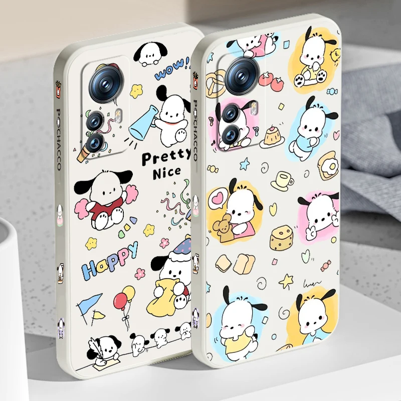 Sanrio Pacha Dog Cute Cartoon Liquid Left Rope For Xiaomi Mi 13T 13 12T 12 11T 11i 11 A3 10T 10 9 Pro Lite Ultra 5G Back