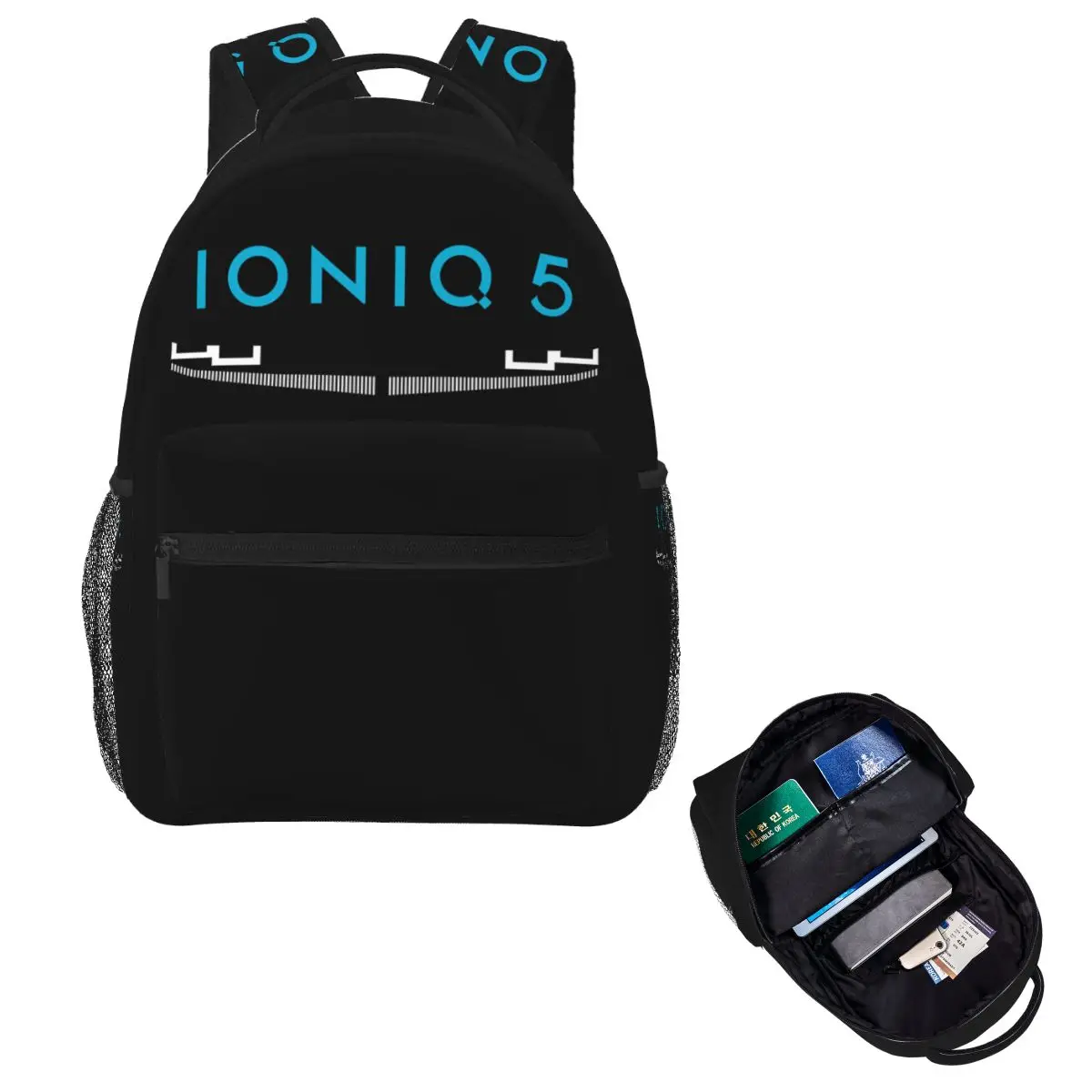 

Ioniq 5 Iconic Front Grill And Logo In Blue Backpack Hot Sale Daypack Large Capacity Boys Girls BookBag School Bag Shoulder Bags