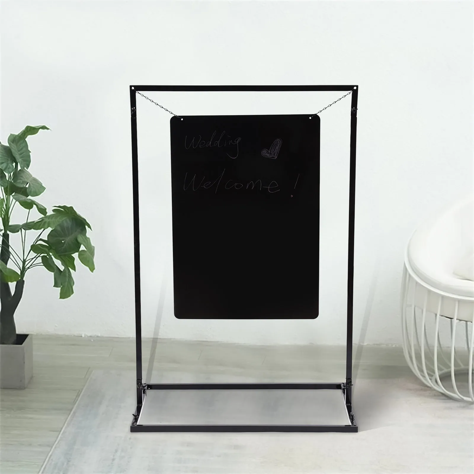 

100x75cm Black Metal Wedding Welcome Sign Arch Stand Advertising Shelf Rack Billboard for DIY Decoration Home Party