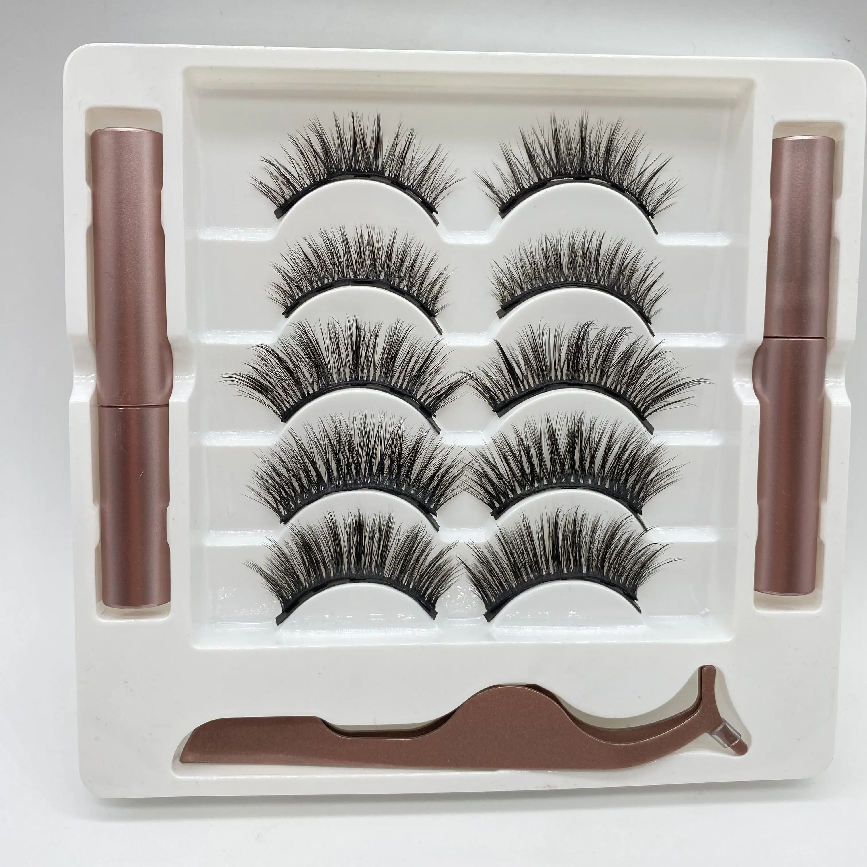 5-parowy zestaw magnetycznych rzęs i pęset Maquiagem Natural Lashes Makeup Set Faux Cils Double Liquid Eyelash Eyeliner