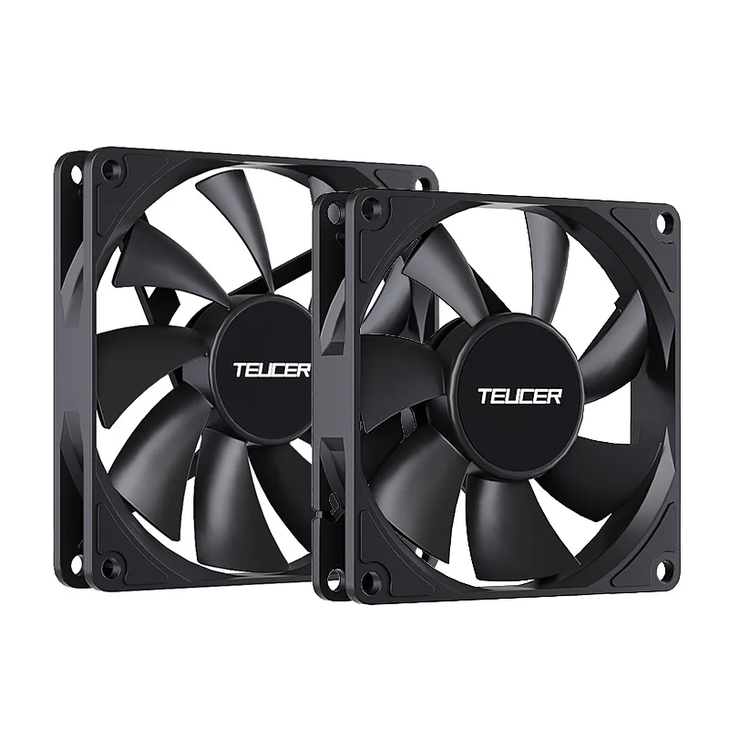 Teucer-ventilador con cubierta de PC, 8cm/9cm, 12V/4 pines, PWM, gran volumen de aire, delgado, 15mm de espesor, rodamiento hidráulico, ventilador de refrigeración de chasis de bajo ruido