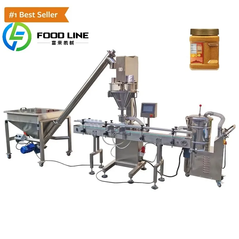 Automatic Spice Seasoning Flour Chili Milk Masala Jar Bottle Weighing Fill Dry Auger Screw Powder Filling Machine
