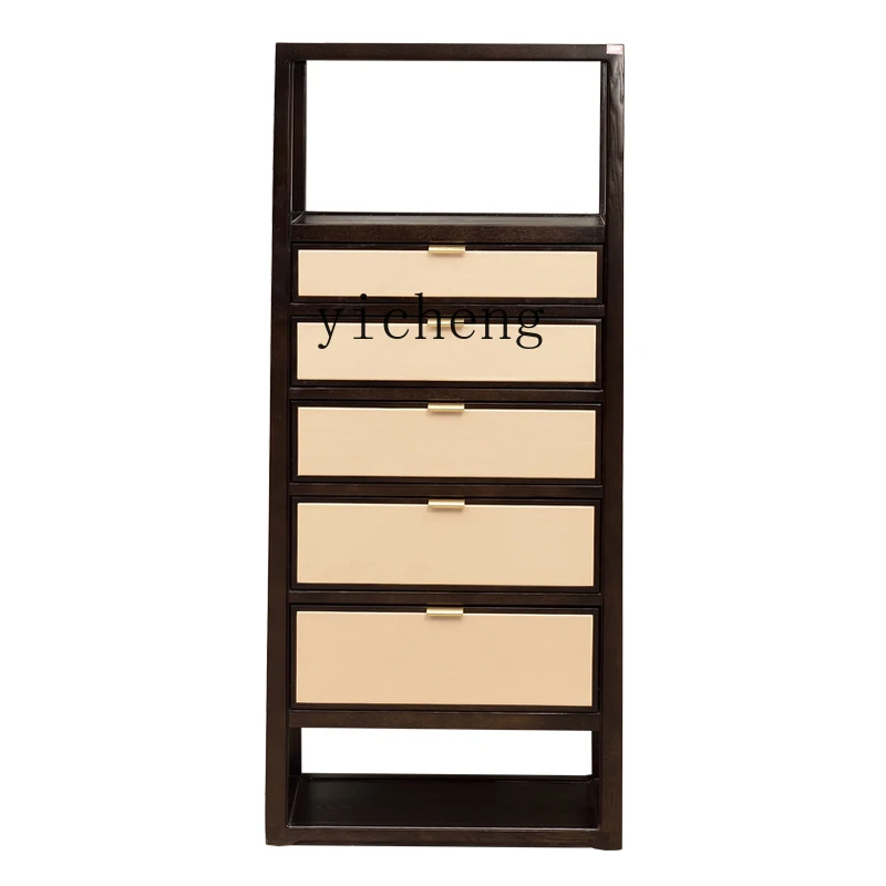 

ZC New Chinese Style Solid Wood Storage Cabinet Household Chest of Drawers High Bedroom Drawer Locker Floor Curio Cabinet