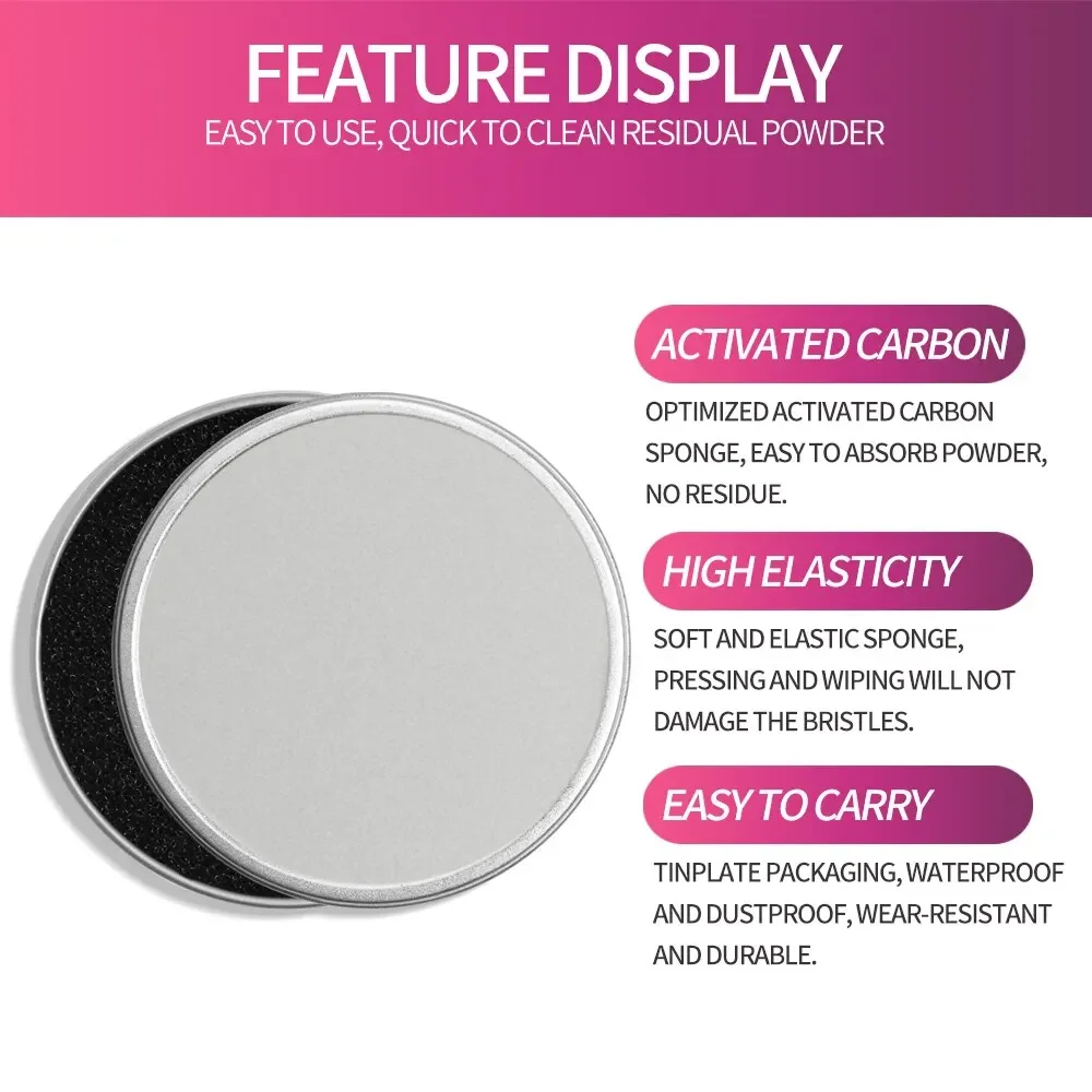 ฟองน้ำทำความสะอาดแปรงแต่งหน้า 1 ชิ้น สำหรับล้างและเช็ดแปรงแต่งหน้า ขจัดสีอายแชโดว์ พร้อมกล่องพกพา
