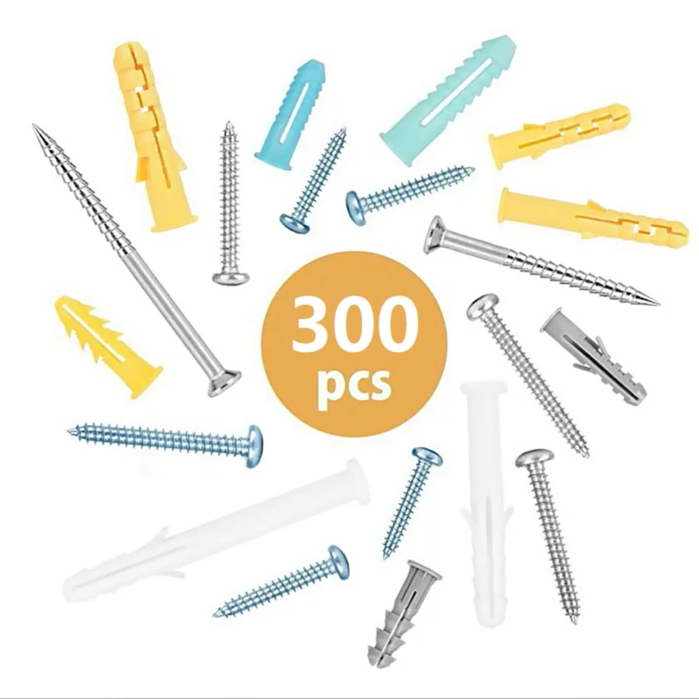 Self Tapping Screws and Wall Anchors Kit for Drywall 300 Pieces with Assorted Lengths and Sizes for Secure and Reliable Fixing