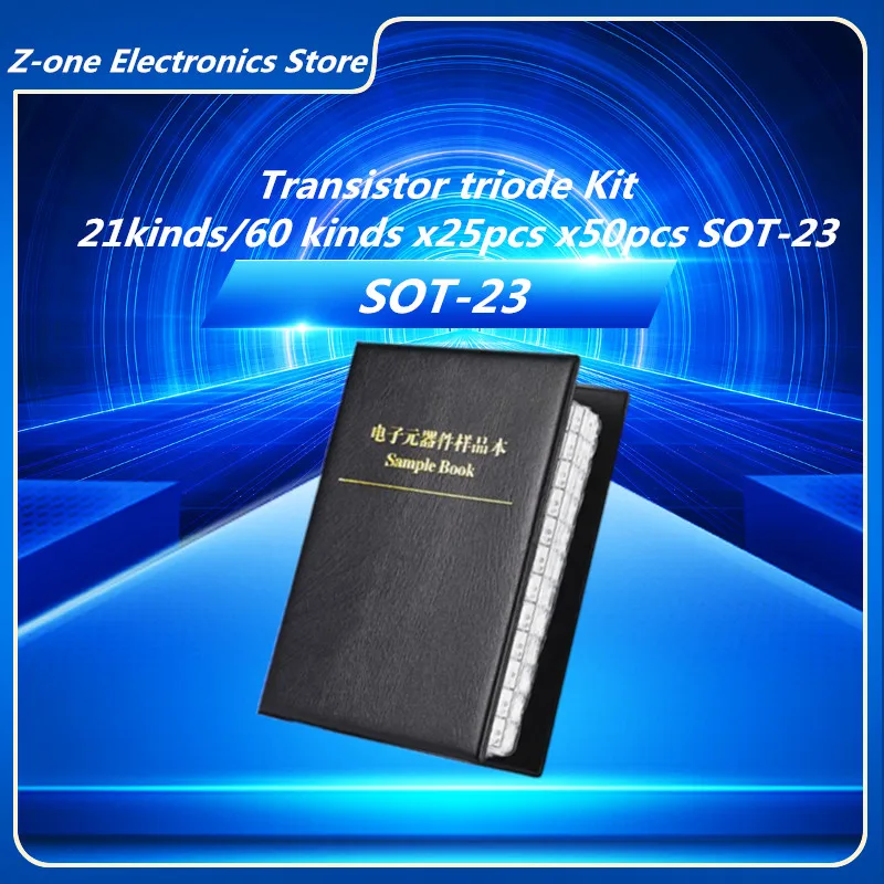 Kit de triodo de transistores SMD 21 tipos/60 tipos x25 uds x50 Uds SOT-23 libro de muestra comúnmente surtido libro de triodo de Chip