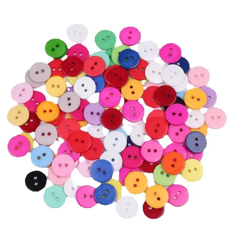 100 sztuk/partia Mix kolorów 15mm żywica przyciski 2-otwory Flatback okrągły przycisk wyroby krawieckie DIY Handmade odzież odzież materiał