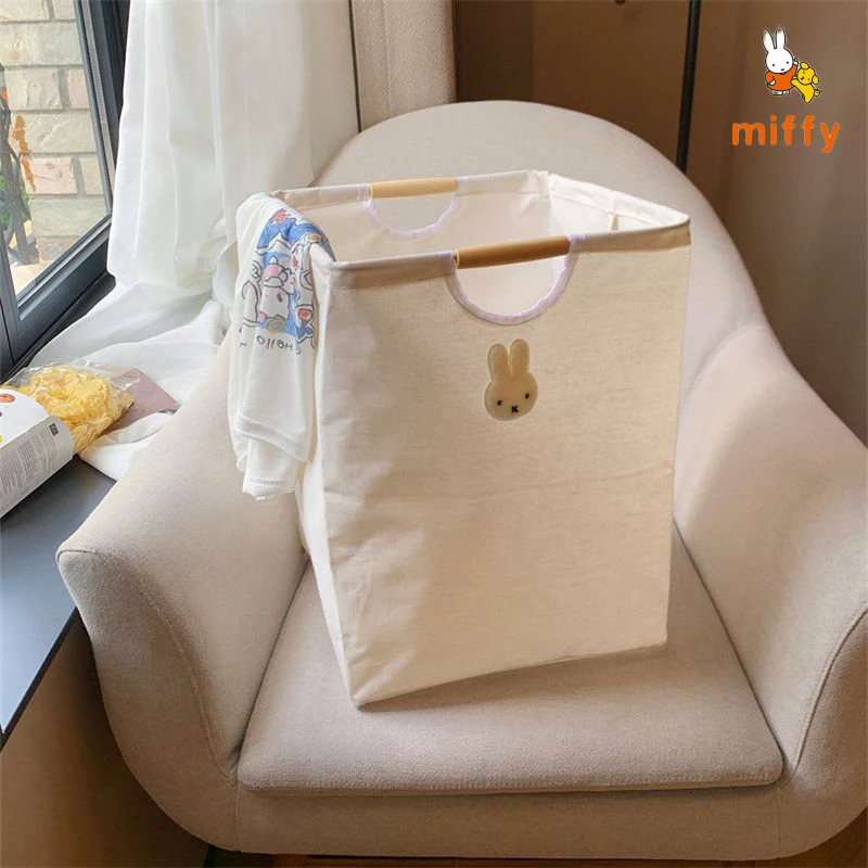 Kawaii Miffy 스토리지 바구니 크리 에이 티브 접이식 만화 홈 인테리어 학생 기숙사 더러운 옷 스토리지 바구니 소녀 선물