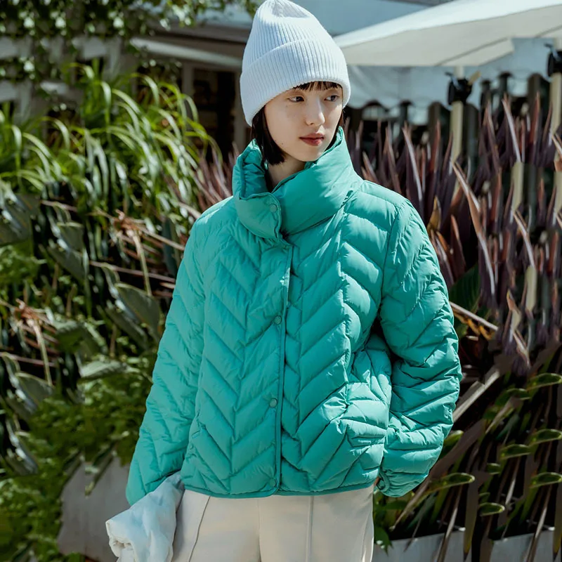 

Women's Winter Tops Jacket Down Coat White Duck Down Short Standing Collar Short Vintage Simple Comfortable Leisure Versatile