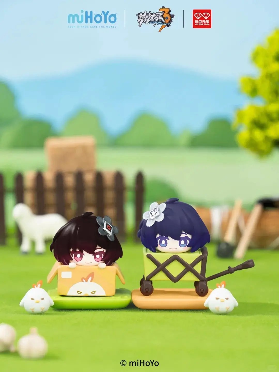 الأصلي ميهويو هونكاي تأثير 3 مزرعة سلسلة Q-Topping 1.0 صندوق أعمى الشكل مكدسة دمية لعبة الطرفية سطح المكتب الديكور هدية #6