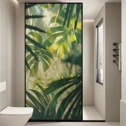 Static Cling Frosted Not Transparent Privacy Window Film Heat Control UV Blocking Glass Sticker Green Plants Window Tint