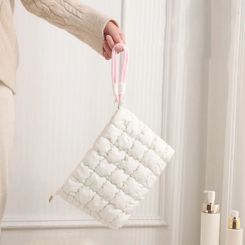 Ladies' Cosmetic Bags Cloud Solid Color Wrinkle Simple Fashionable Casual Versatile Storage Bags Large Capacity Makeup Bags