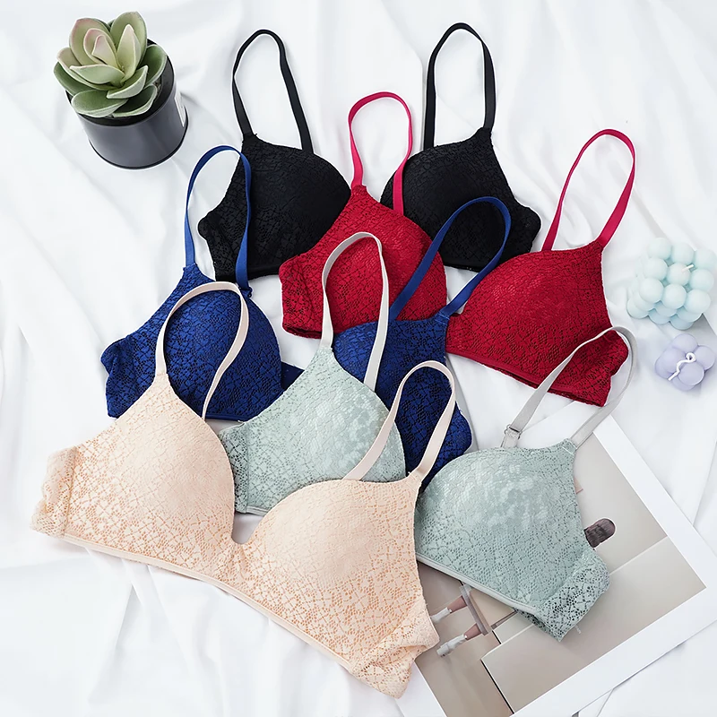 Sexy Lace Wireless Bras for Women Lingerie Push Up Bra Comfort Backless Sleep Tops Gathered Underwear French Bralette New