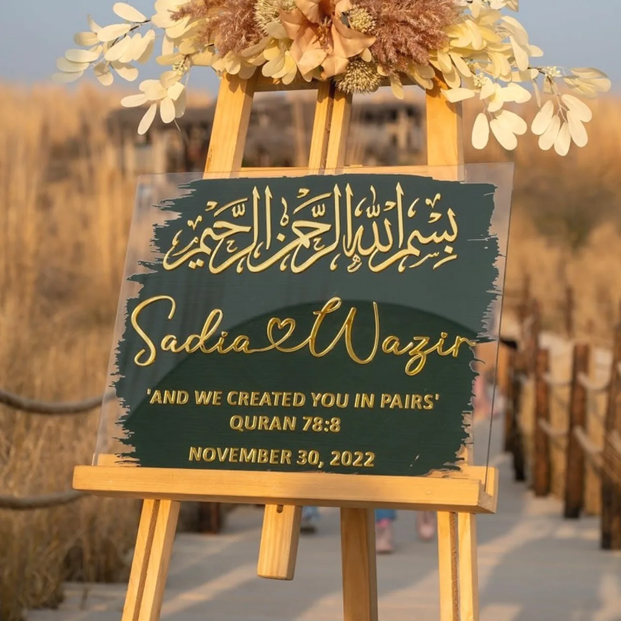 

Acrylic Wedding Welcome Sign, Personalized Arabic Calligraphy, Nikkah Engagement Sign, 3D Acrylic Personalized Couple Names Sign