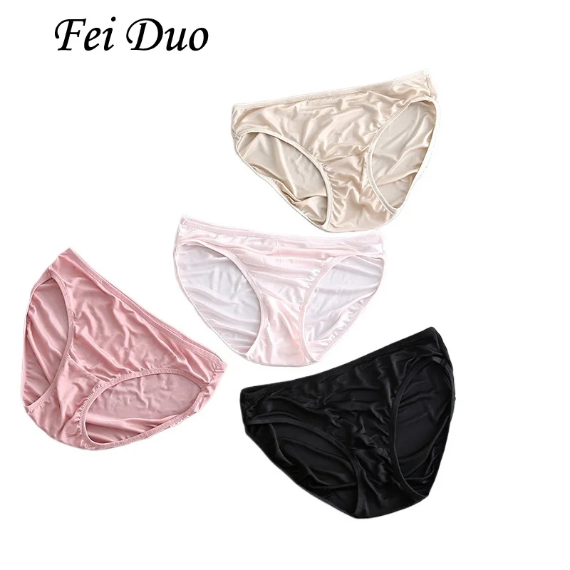 

Natural Mulberry Silk Basic Style Silk Edging Women's Breathable and Comfortable Thin Low Waisted Solid Color Triangle Underwear