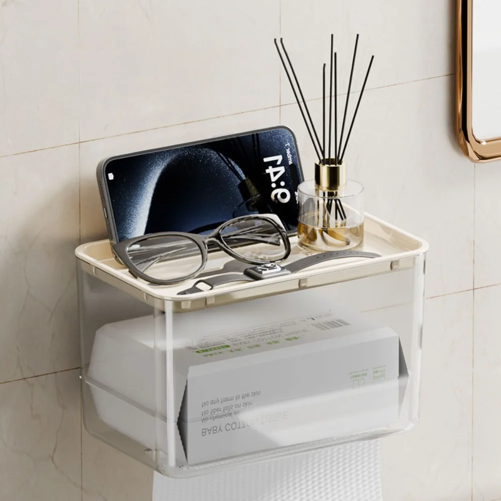 

High-Quality Wall Mounted Tissue Box Storage Box Transparent Tissue Dispenser Waterproof Stable Napkin Holder Bedroom