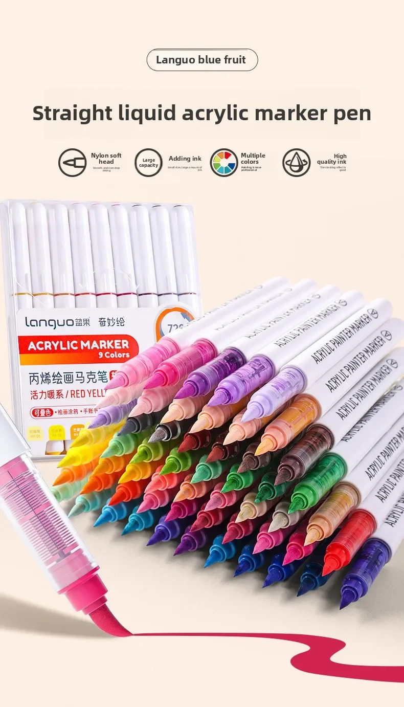 

81-цветные акриловые маркеры с голубыми фруктами, герметичные штабелируемые детские художественные ручки для рисования, рисования, поделок - нетоксичные