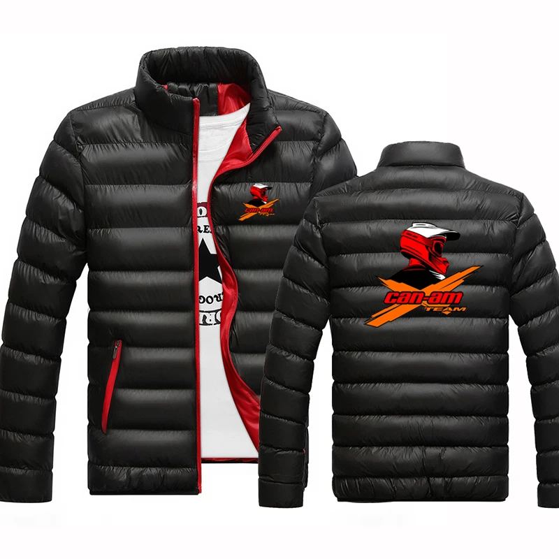 2024 Autumn Winter Men's Can Am Team Spyder Motorcycles Logo Print Fashion Solid Color Cold Proof Warm Zipper Cotton Down Jacket