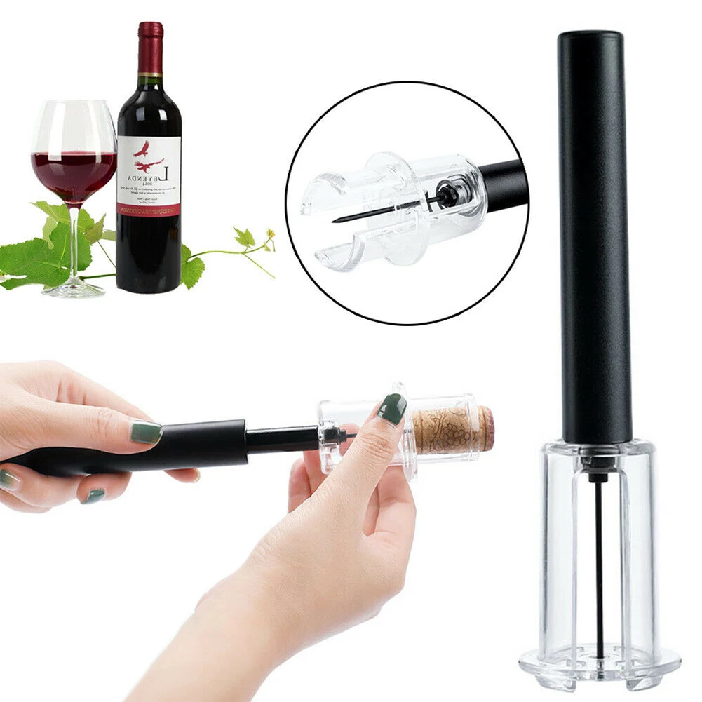 

Black Bar Accessories Wine Bottle Opener Aluminum Alloy Manual Air Pressure Wine Opener Kitchen Gadgets Air Pump Cork Remover