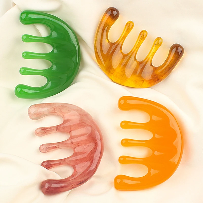 

Точечная точка головы с большими зубами, 5-зубная меридианная расческа для массажа крови, смола, массажный инструмент для головы с большими зубьями, 5-лопастная расческа полукруглой формы