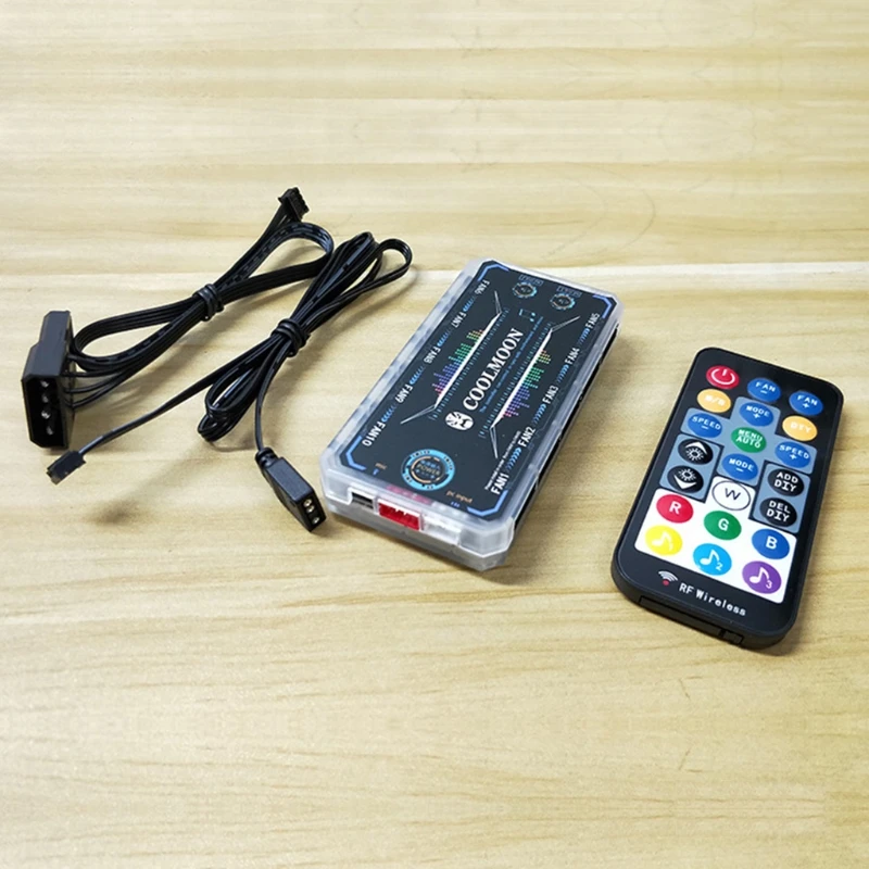 RGB Fan Intelligent Music Controller Remote Control Computer for Case 12V 10A 60W 6pin Fan Port Remote Control with Cabl
