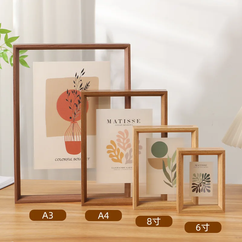 Black Walnut Solid Wood Rounded Corner Photo Frame Couple photo display Wooden Picture Frame Artwork Holder Desktop Decor