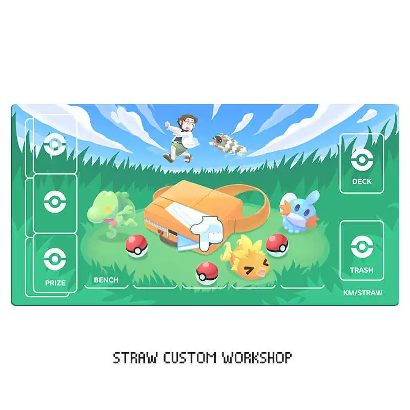 Cartoon PTCG GEN3 Mudkip Torchic Treecko Anime Game Battle card Rubber Card Pad Mouse Pad Keyboard Pad 580*300*2mm