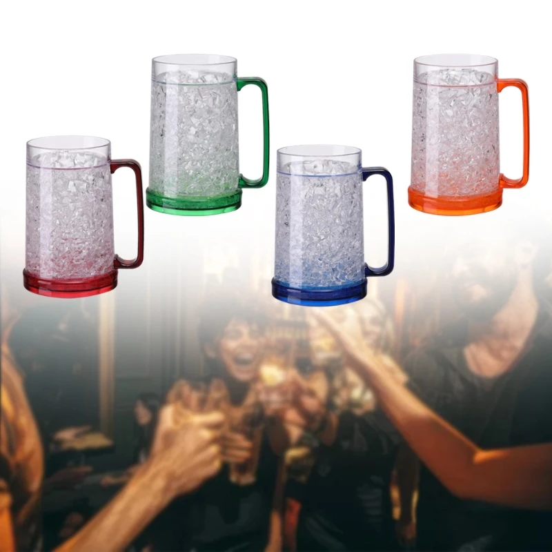 Freezer Ice Beer Mug Clear Cooling Wine Cup Double Wall Gel Frosty Beer Cup Drinking Glasses - view 5