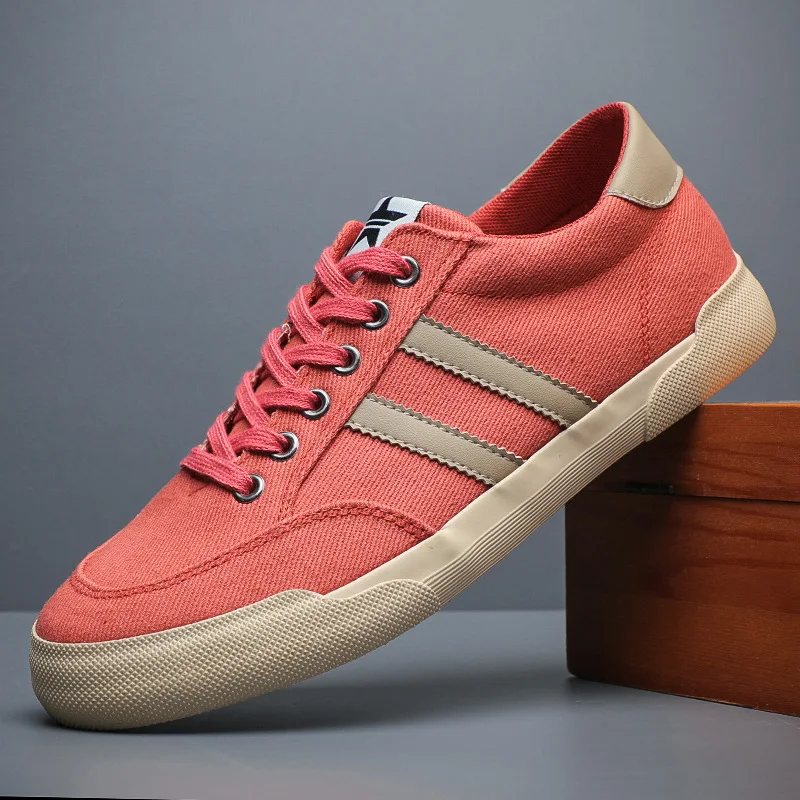 2026Fashion Red Men\'s Canvas Sneakers Original Low Cut Skateboarding Shoes Men Comfortable Non-slip Vulcanized Shoes For Men