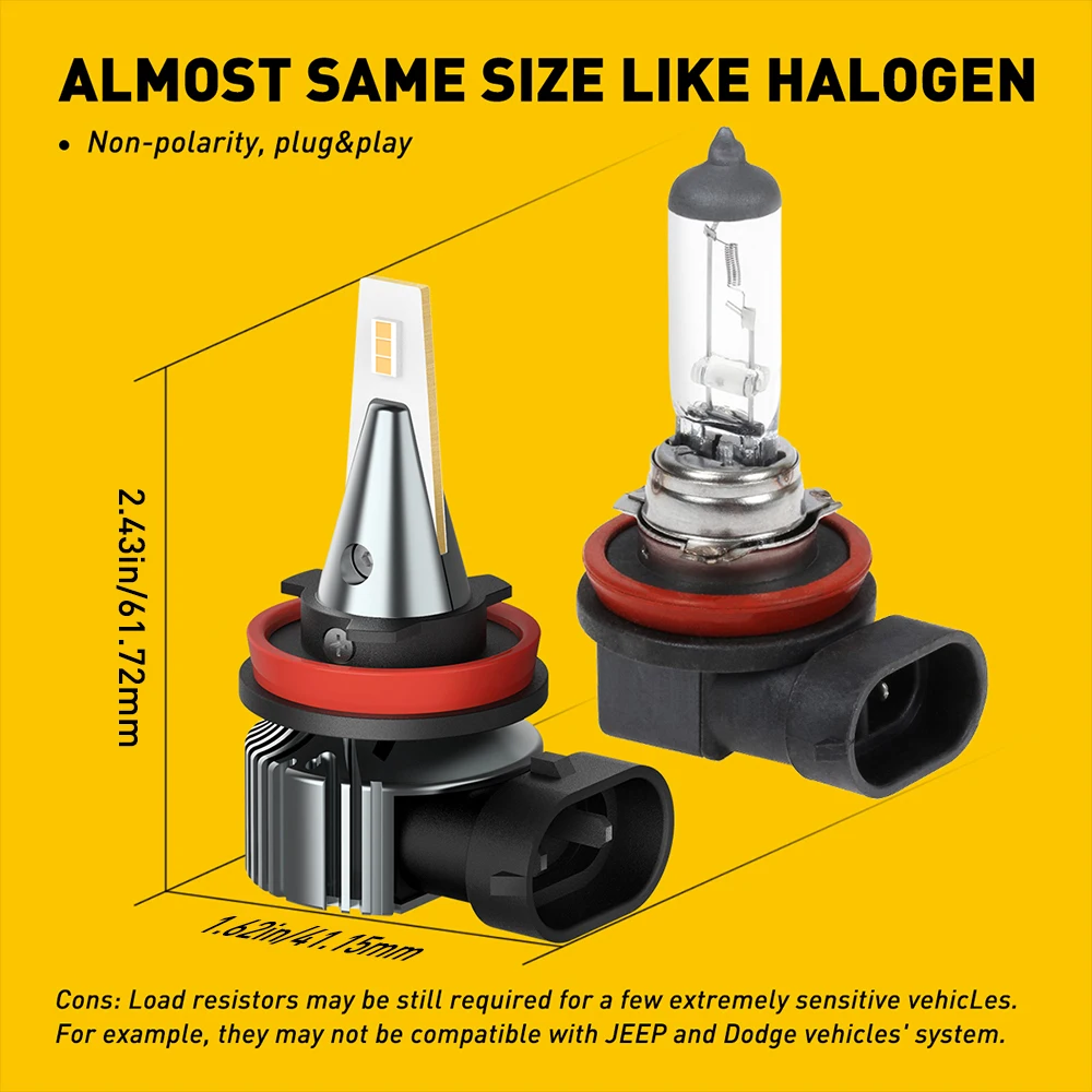 2Pcs AUXITO I9 Fog Lamp H11 H8 LED Fog Light Gold Yellow H10 9006 HB4 LED Bulb Car Driving Light DRL White CSP Chip Super Bright
