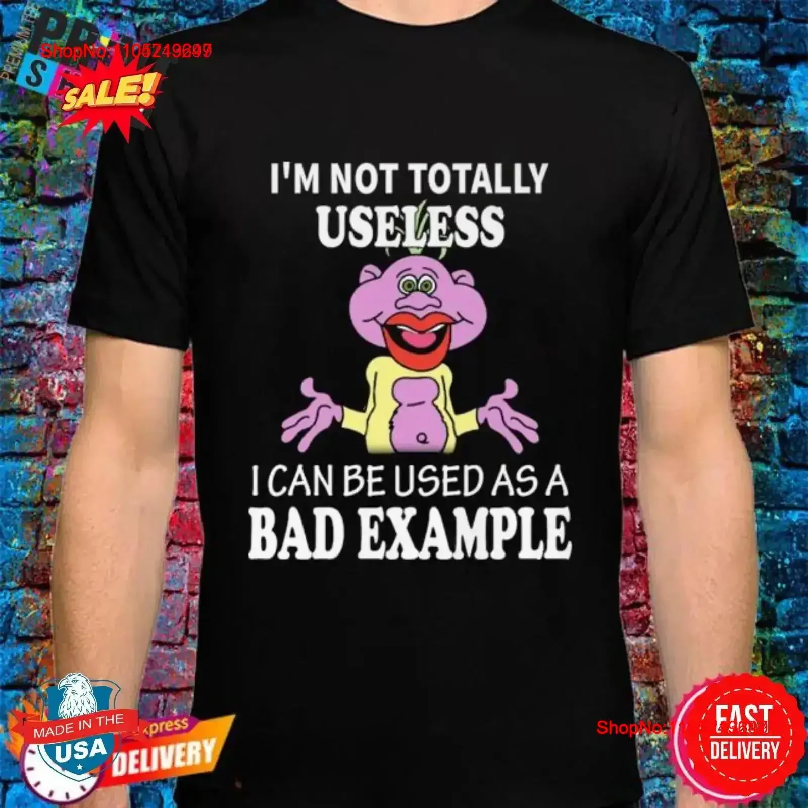 Peanut Jeff Dunham I m not totally useless can be used as a bad example shirt vintage Washed Versatile fashion homme Soft