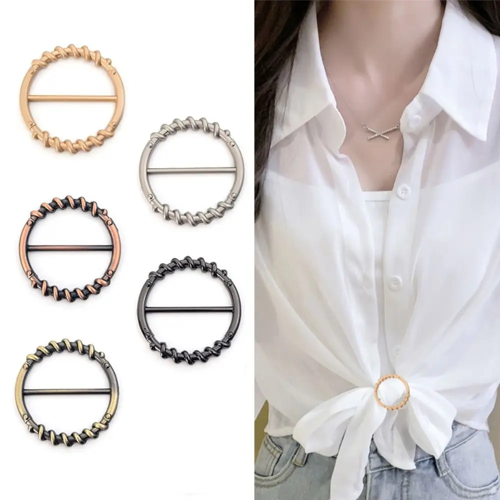 Waist Adjustment Fixed Snap Clothing Corner Knotted Buckles Multifunctional Classic Round Metal Scarf Buckle Alloy Spiral Girls