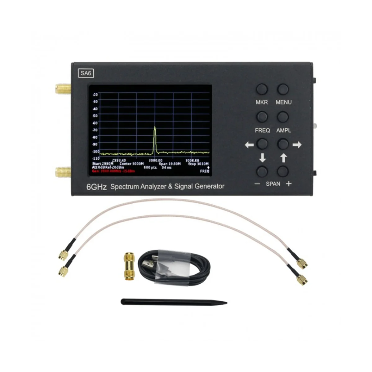 analisador handheld portatil do espectro verificador sem fio do gerador do sinal 6ghz 32 tela tactil 356200mhz sa6 01