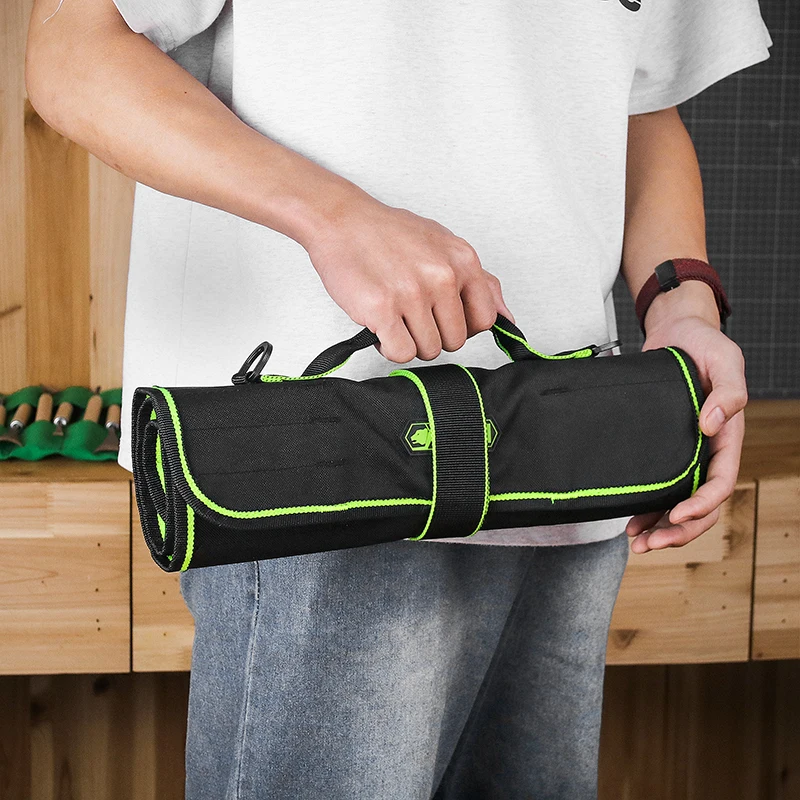Roll-Up-Werkzeugtasche, Werkzeug-Organizer mit mehreren Taschen, 600 Denier, mit 6 Innentaschen, 68 x 36 cm, ideal für Handwerker, Elektriker – Detail 1