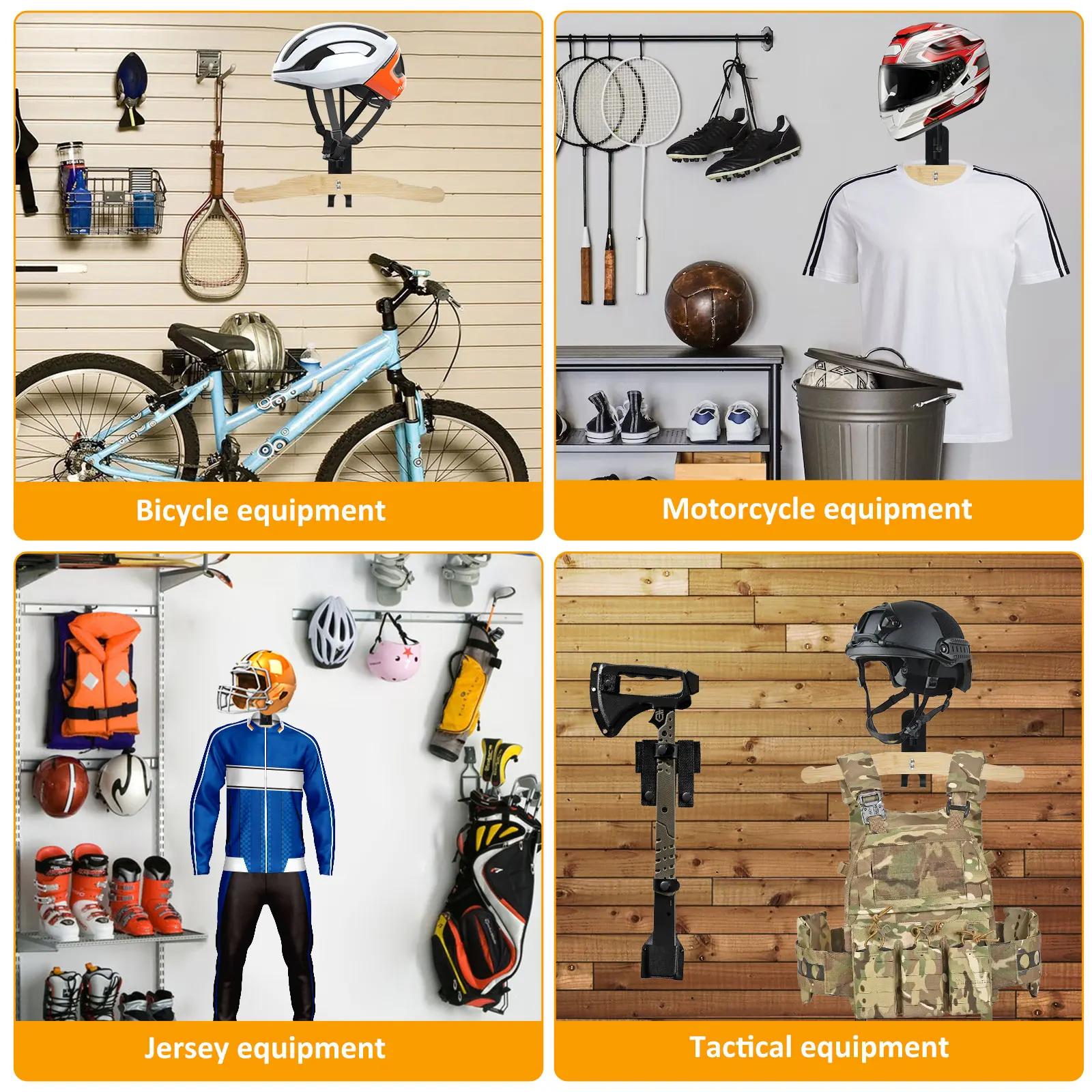 Tunejoy Porte-Casque Mural Rotatif 180° – Support Aluminium Pour Moto, Vélo, Casque Baseball – Noir, Charge 20 Kg