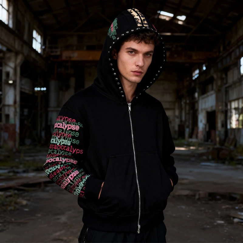 الخريف والشتاء الشارع الأمريكي الجديد الظلام نمط رمز هاكر رسالة مطبوعة هوديي الرجال والنساء الشارع هوديي #1