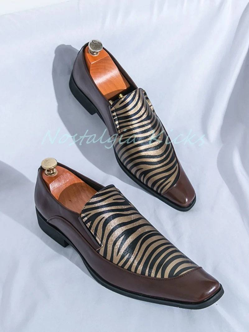 تنوعا ليوبارد طباعة المرقعة المتسكعون الانزلاق على أشار تو تنفس النسيج أكسفورد أحذية عادية فستان رجالي الحفلات الأحذية